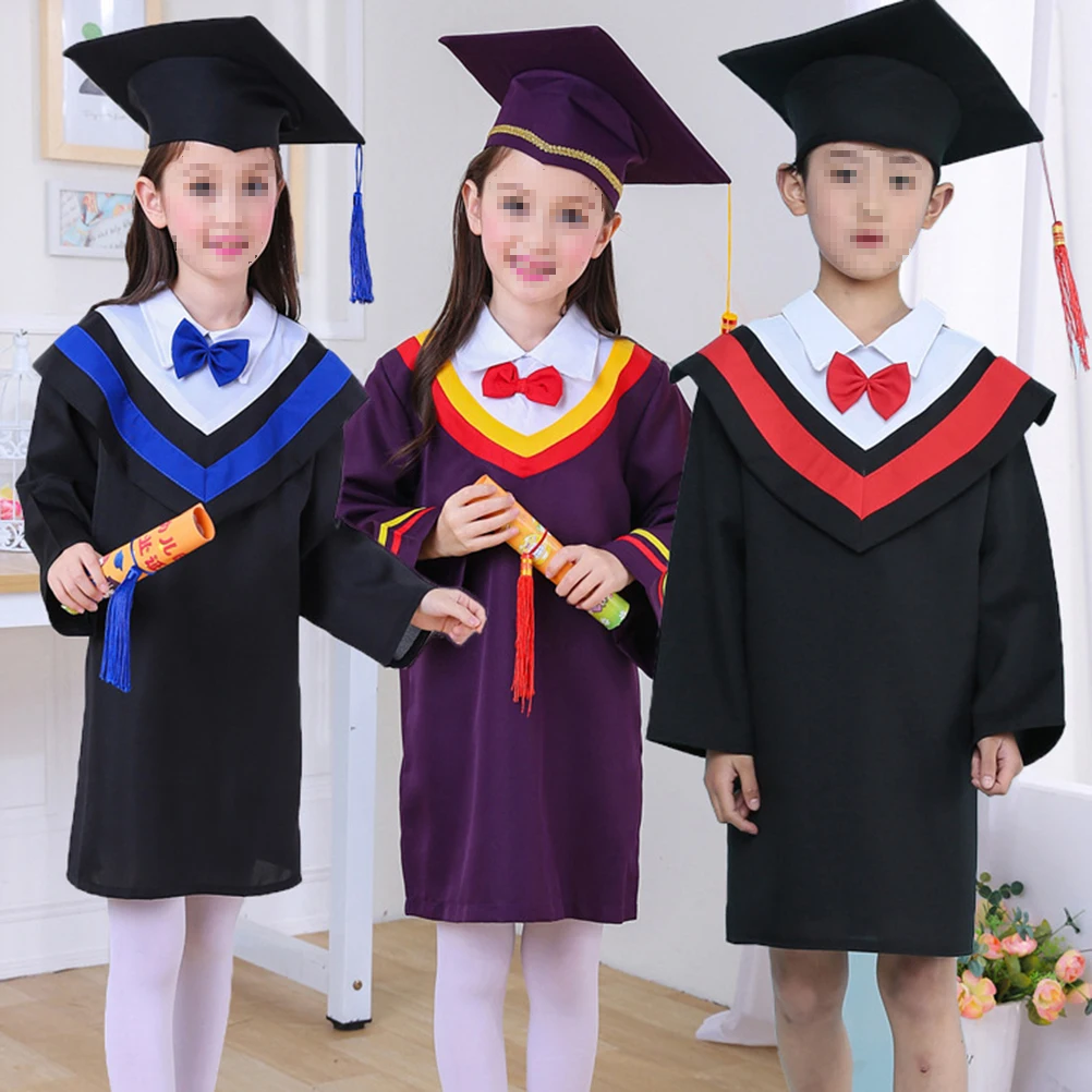 

Kids Graduation Gown Set Bachelor's Clothing Hat Tassel Costume Outfit for Kindergarten Photo Celebration Event Handheld Props
