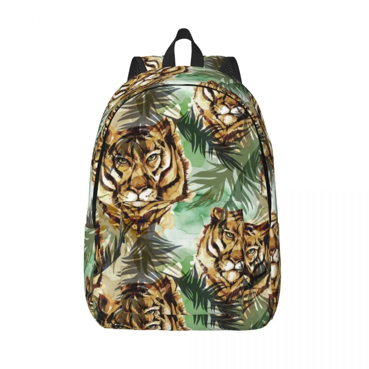 

African Tigers With Tropical Leaves Backpack Male School Student Backpack Female Large Capacity Laptop Backpack