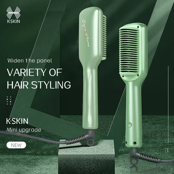 Image K-SKIN Mini Hair Straightener Hot Comb PTC Fast Heating 5 Gears Constant Tepmerature Anti-scald Electric Hair Brushs Barber Comb