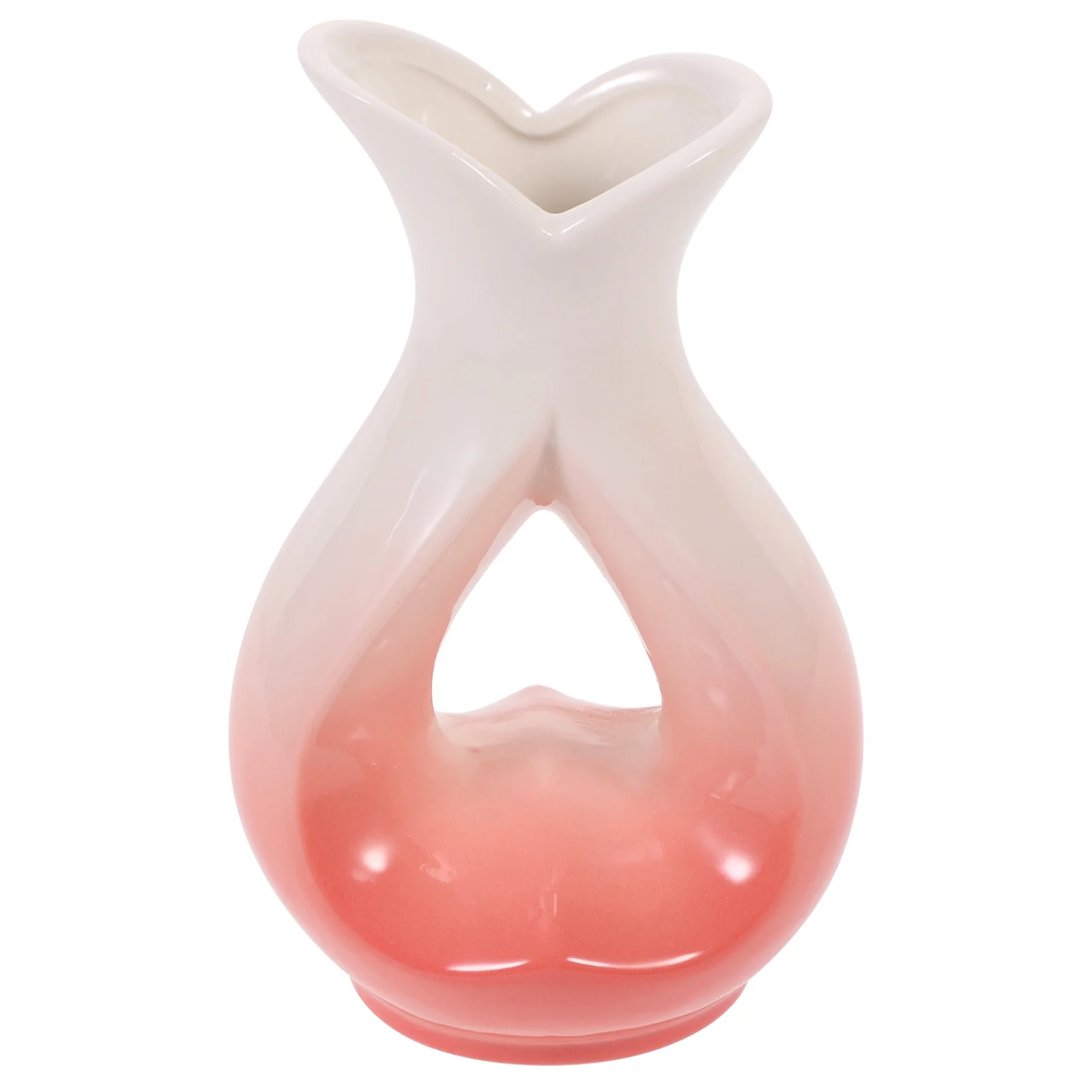 

Ceramic Heart Shape Vase Gradient Color Flower Bottle Home Flower Container Decorative Centerpiece Orchid Vase