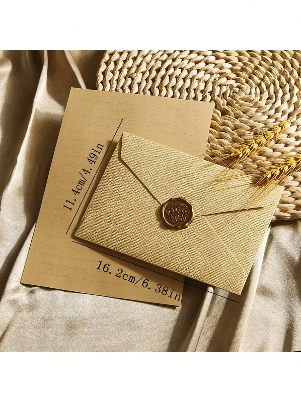 3Pcs Set Deluxe Linen Envelope and Letter Set with Wax Seal - Perfect for DIY Gifts, Wedding Invitations and Office Use