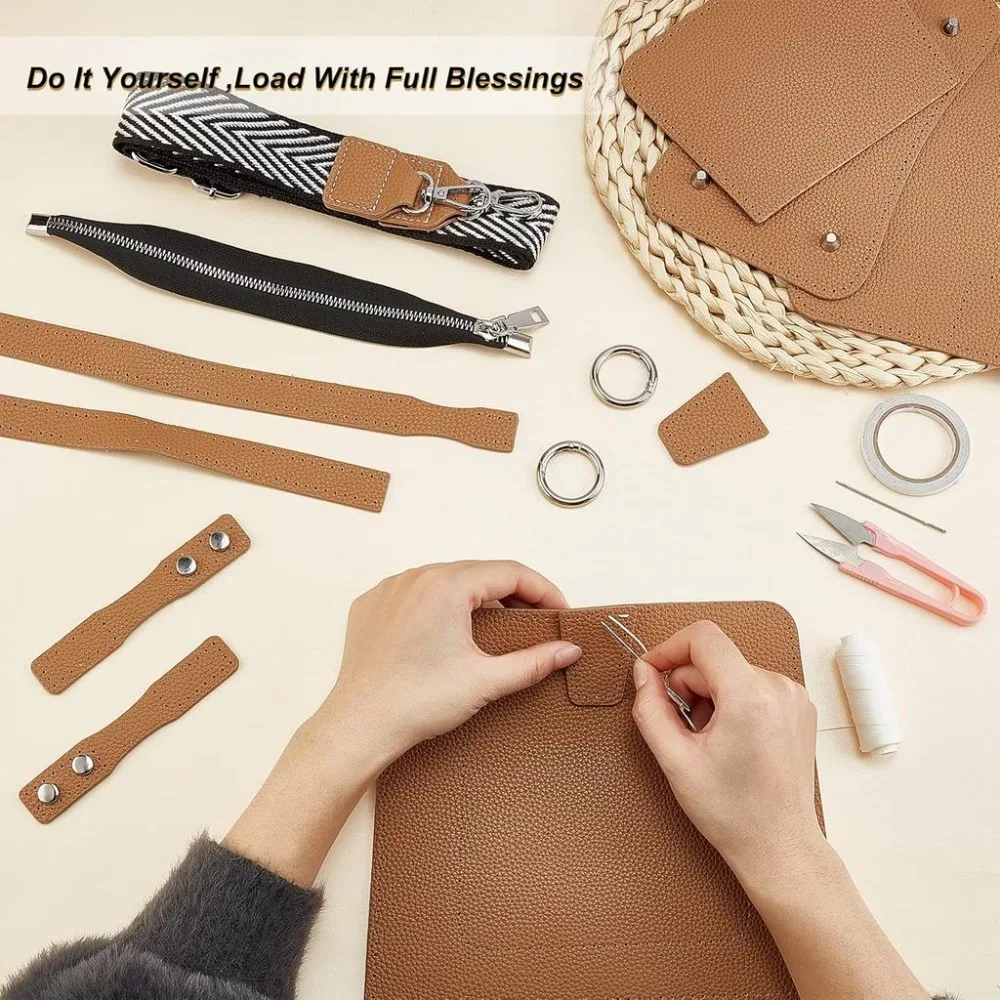 23pcs DIY Leather Craft Bag Making Tool Kit Knitting Crochet Bag Sewing Material Handmade Bucket Bag Purse Making Shoulder Bags