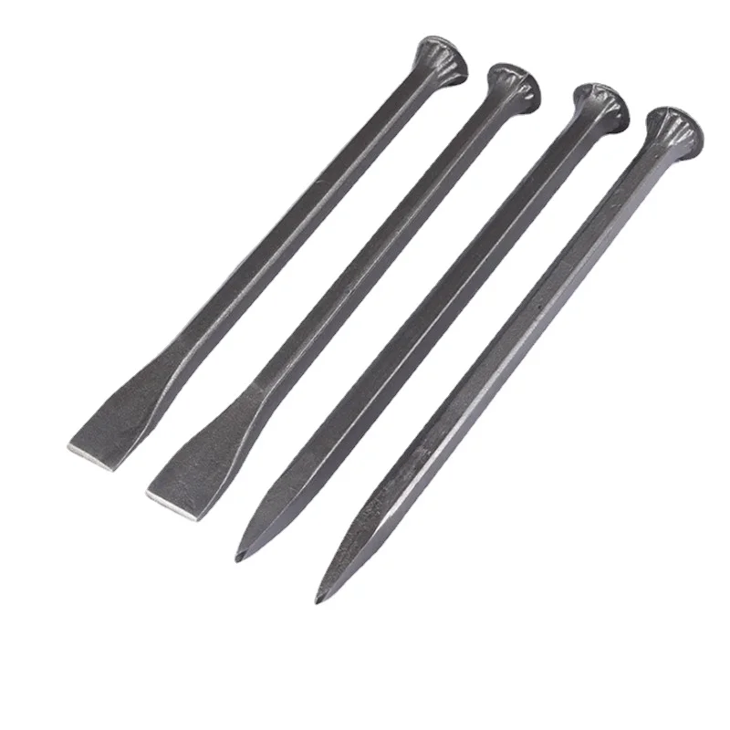 1PC Pointed/Flat Mouth Chisel Handmade Alloy Tungsten Steel Chise Stone Splitting Chisel for Carving Stone Masonry Tools