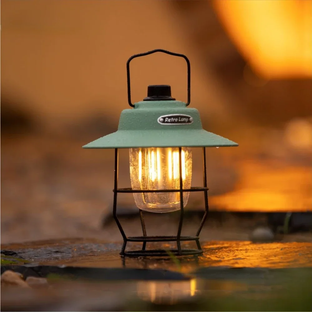 Luz de tienda de brillo COB portátil, linterna de Camping Retro regulable para acampar, pesca nocturna, senderismo, cortes de emergencia