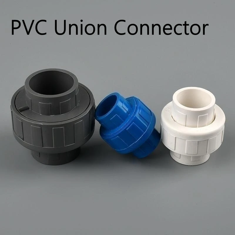 1PC I.D 20/25/32/40/50/63/75/90/110mm PVC Union Connector Aquarium Tank Water Pipe Straight Fittings Irrigation Garden