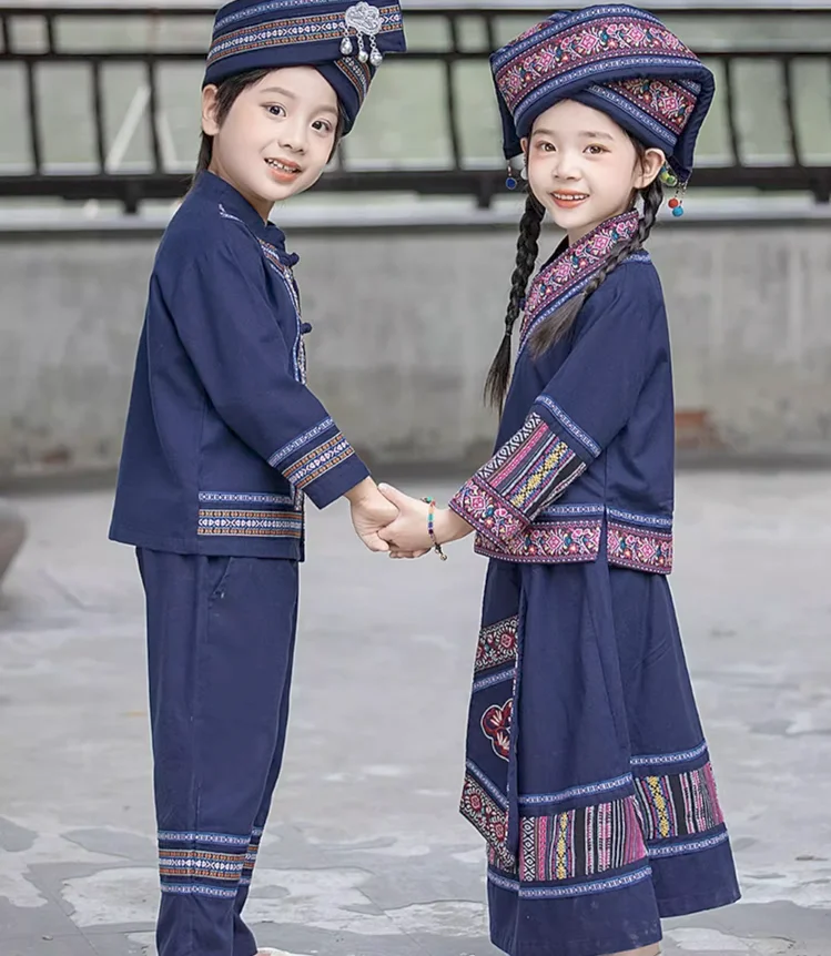 Chinesisches Volkstanz kleid Kinder Langarm Performance Set