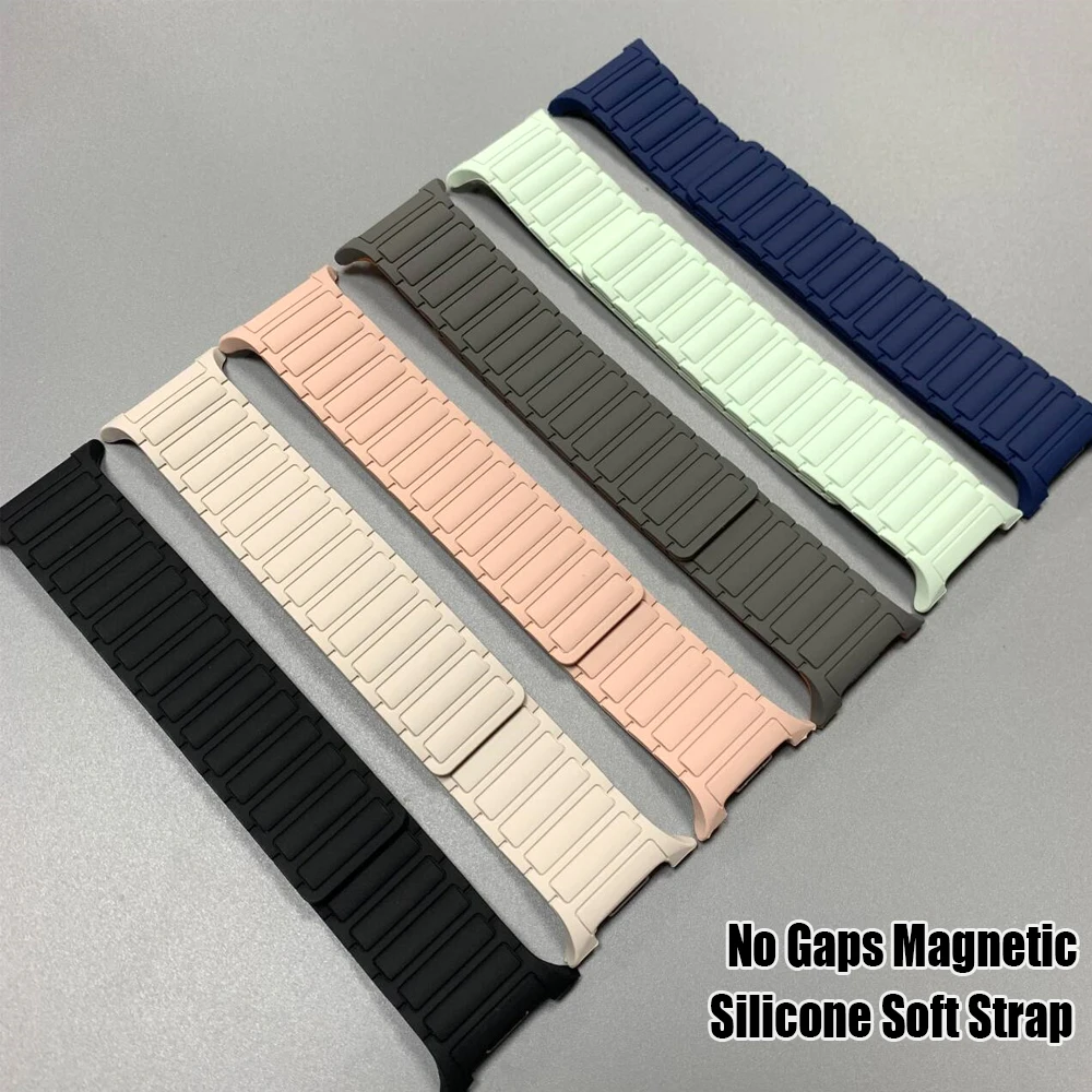 Ремешок для часов без зазоров для Samsung Galaxy Watch 8, 40 мм, 44 мм, силиконовый ремешок с магнитной петлей Galaxy Watch 8, классический мягкий браслет 46 мм