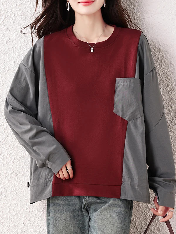 Suda Hoada con Bloques de Color a la Moda, Estilo Otoño 2025, Nueva, Simple, E, Versátil y Estilizadora de Meime...