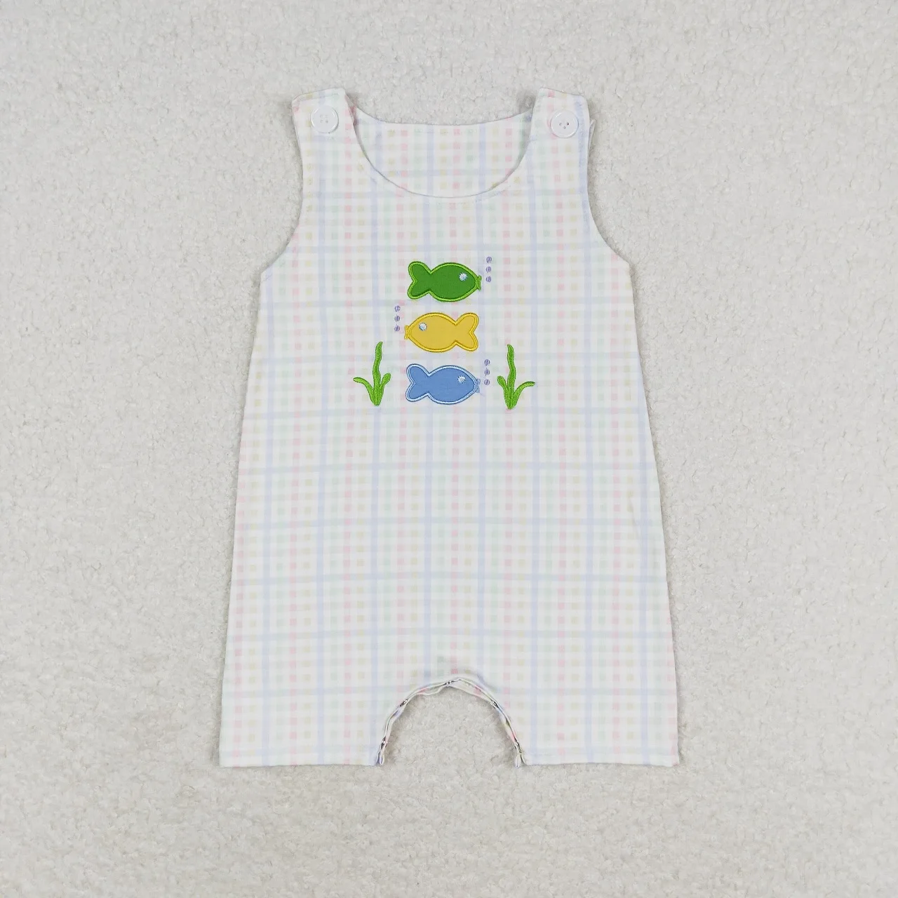 Wholesale Kids Newborn Embroidery Fish Trucks Sleeveless One-piece Coverall Bodysuit Baby Boy Toddler Romper Jumpsuit Clothing