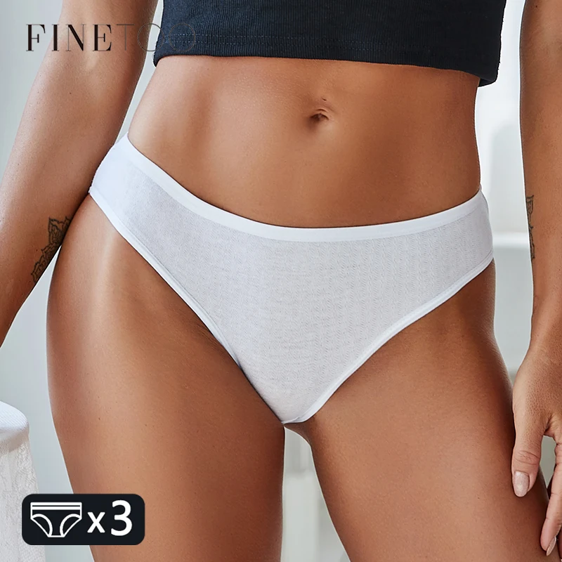 FINETOO 3Pcs Women Cotton Panties Comfortable Briefs Ladies Low-rise Underpants S-XL Girls Underwear Fashion Plus Size Panty New