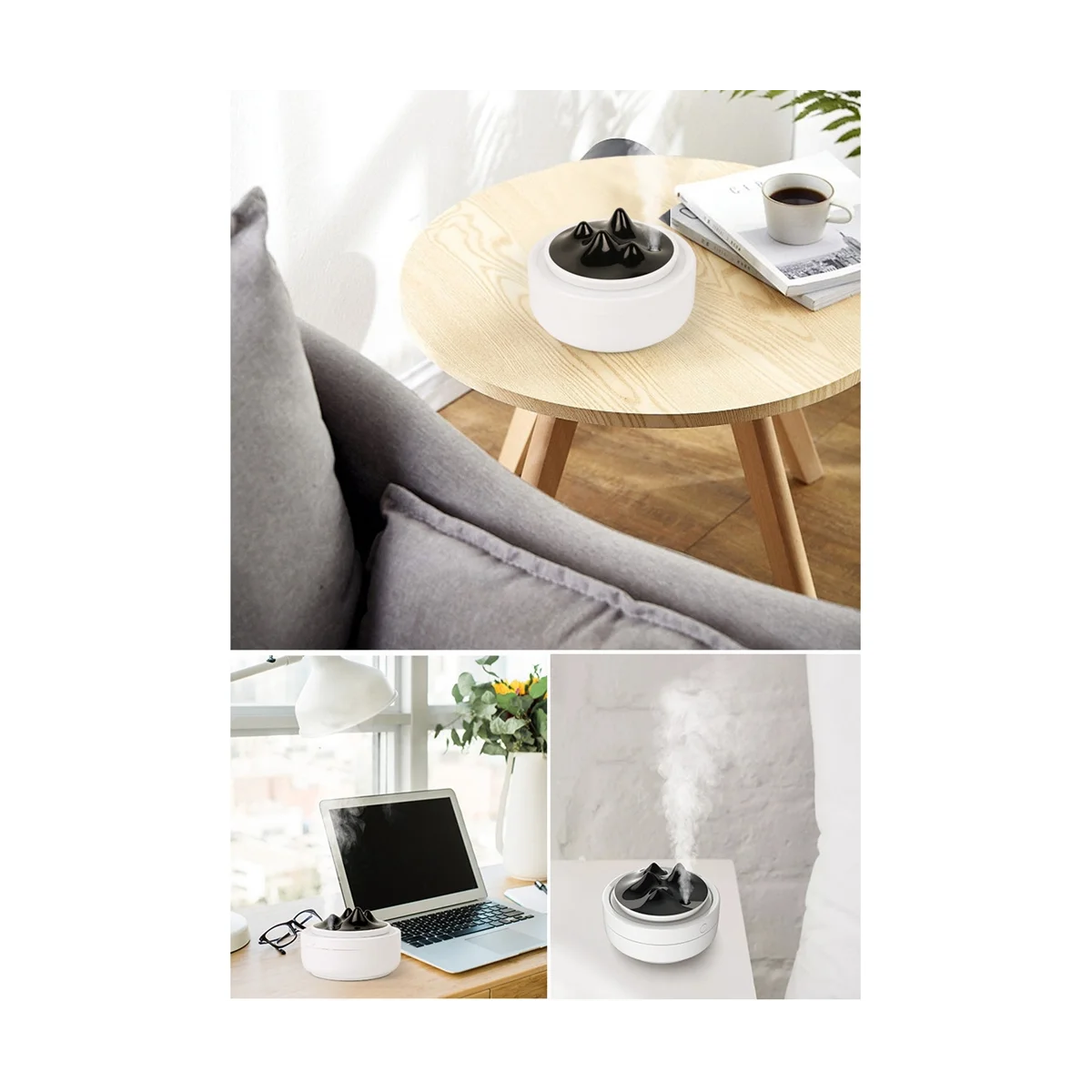 Mountain Views Humidifier Mini USB Aromatherapy Night Light Atomizing Air Humidifier for Bedroom Home Desktop Office-B