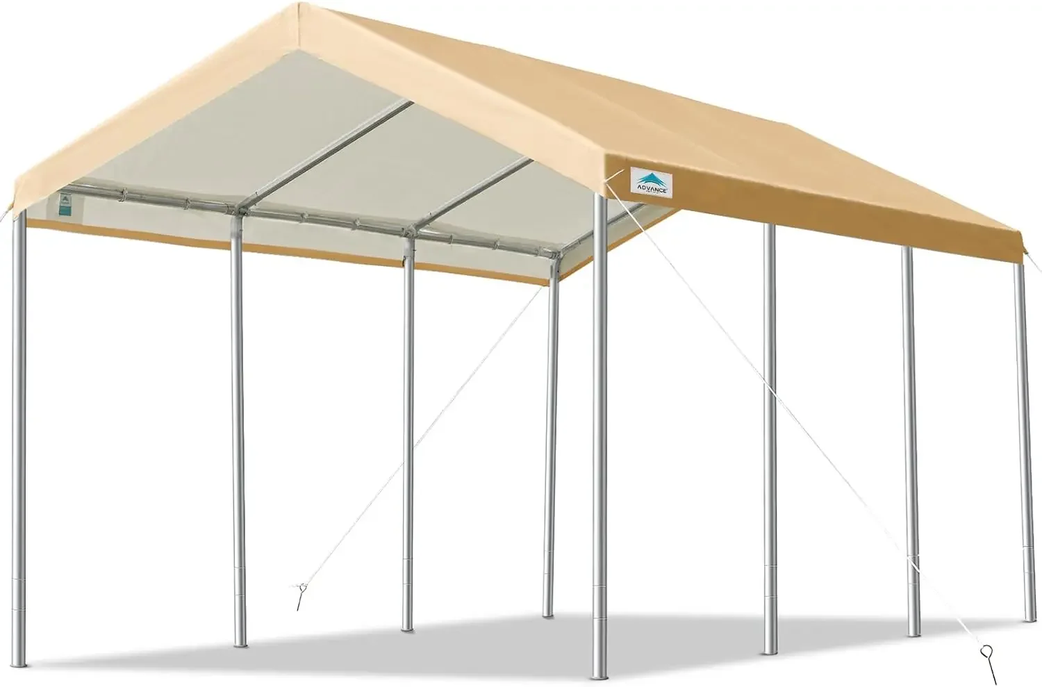 

ADVANCE OUTDOOR 10x20 Ft Heavy Duty Carport Adjustable Height Garage Car Canopy Party Tent Boat Shelter Beige