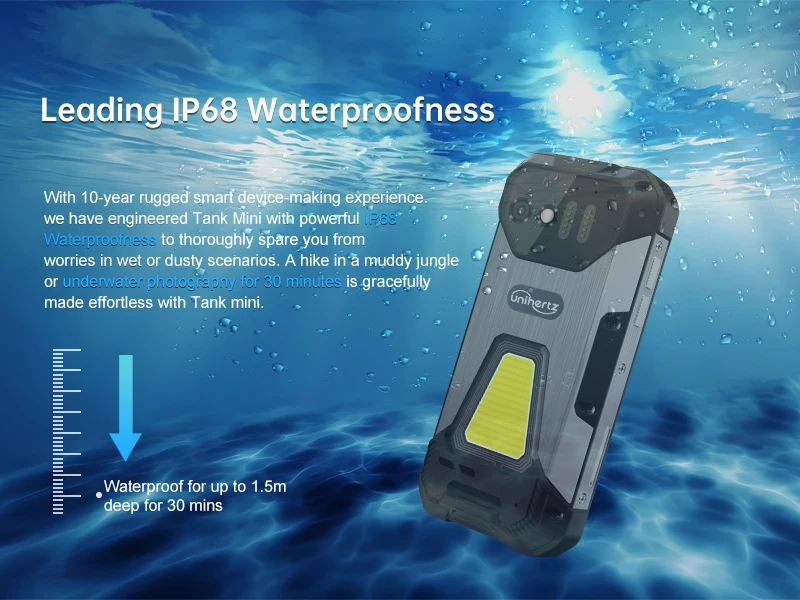 Unihertz 8849 Tank Mini Rugged Smartphone 4.3 Inch Small Cell Phone 24GB+256GB Android 13 5800mAh 100MP Cameras IP68/IP69K Phone