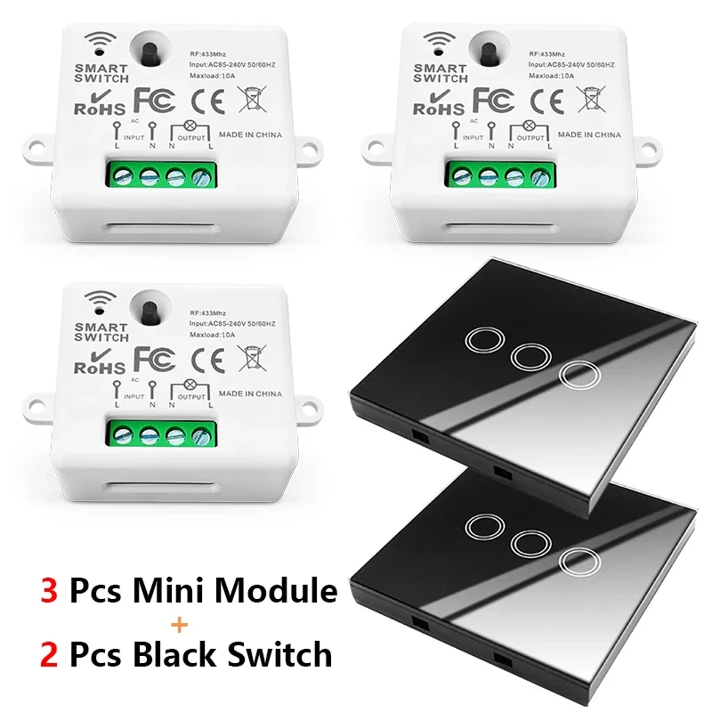 Diese 86 Schalttafel EIN/AUS-Touch-Schalter Drahtloser Lichtschalter 433 MHz Fernbedienung, AC 85 V ~ 240 V 10 A Unterbrecher für Beleuchtung