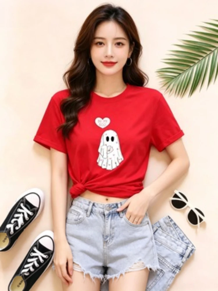 Valentines Be My Boo T-Shirt Cute Women Valentine's Day Gift Shirt Spooky Valentine Ghost Holiday Graphic Tees Tops