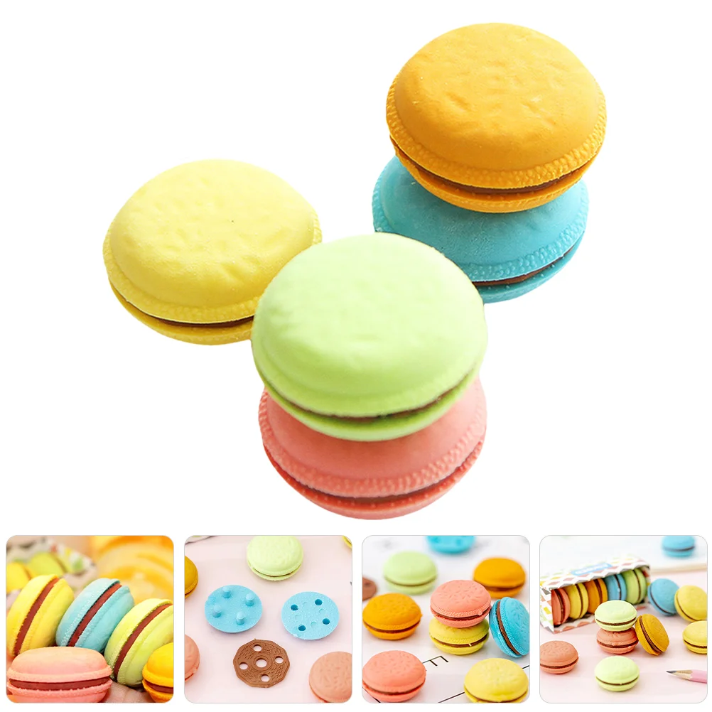 5 Boxes Macaron Eraser Students Studying Erasers Fun for Bulk Biscuit