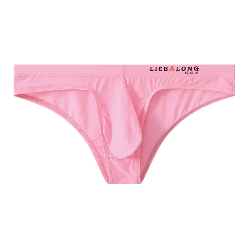 Men's underwear triangle pants ice silk low waist bikini sexy and comfortable Suitable for high elasticity 3pcs