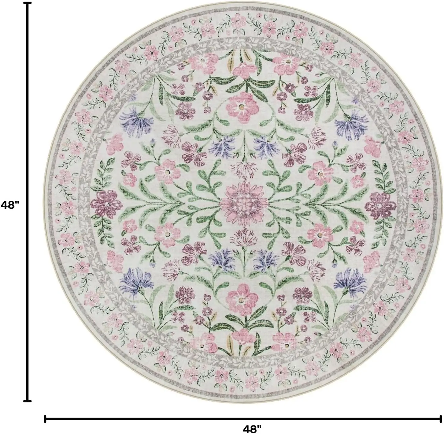 Lahome Light Purple 4ft Round Accent Rug, Small Circle Soft Mat for Nursery