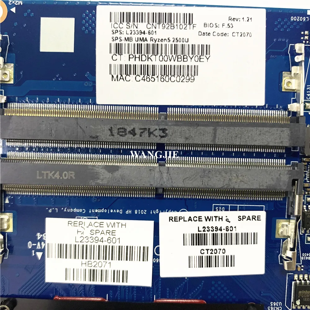 

For HP 14-CM 14T-CM 245 G7 Laptop Motherboard TPN-I132 6050A2983601 L23394-601 Ryzen5 2500U 100% Working