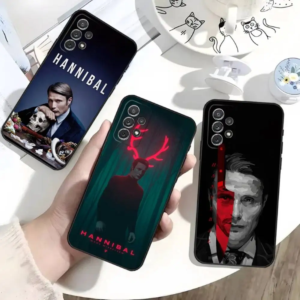 

TV H-Hannibal Phone Case For Samsung S25,S24,S21,S22,S23,S30,Ultra,S20,Plus,Fe,Lite,Note,10 Black Soft Shell