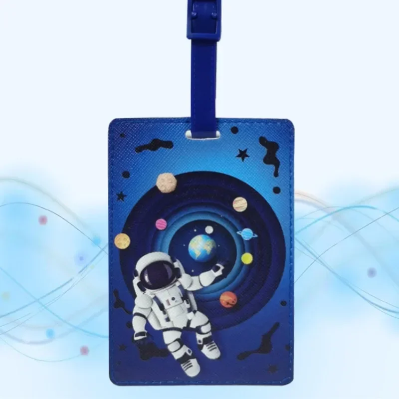 

PU Leather Astronaut Pattern Luggage Tag for Lovers Suitcase Trolley Case Tag Travel ID Name Label Mark Sign Board Luggage
