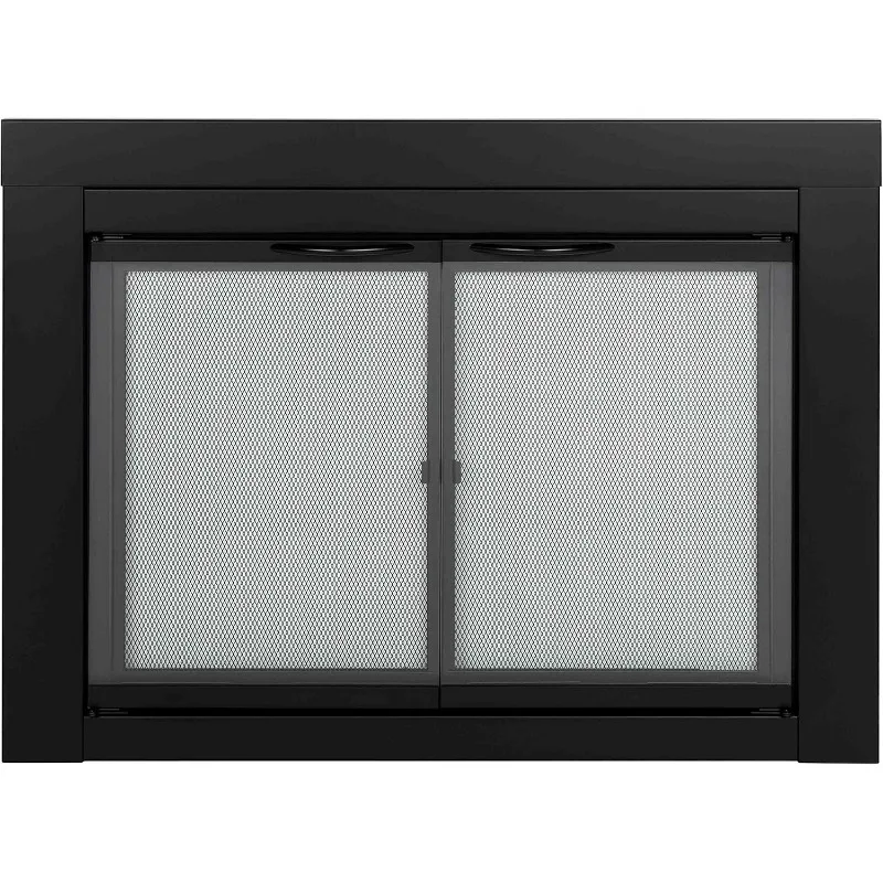 AN-1010 Alpine Fireplace Glass Door, Black, Small,Silver