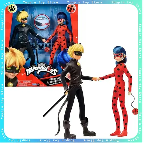 Miraculous Ladybug Action Figures Set - Cat Noir, Queen Bee, Rena Rouge Dolls, Cartoon Network Toys Gift for Kids Collection