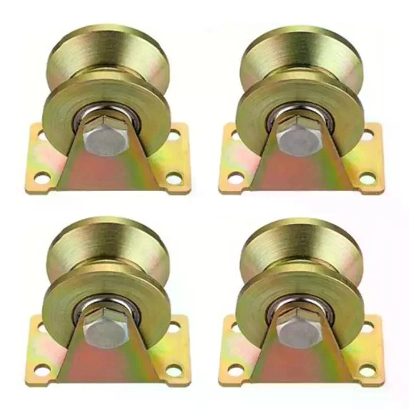 V Shaped Rigid Caster in Plating Color, 4Pcs Track Wheel Bearing; Ideal for Sliding Door Rollers