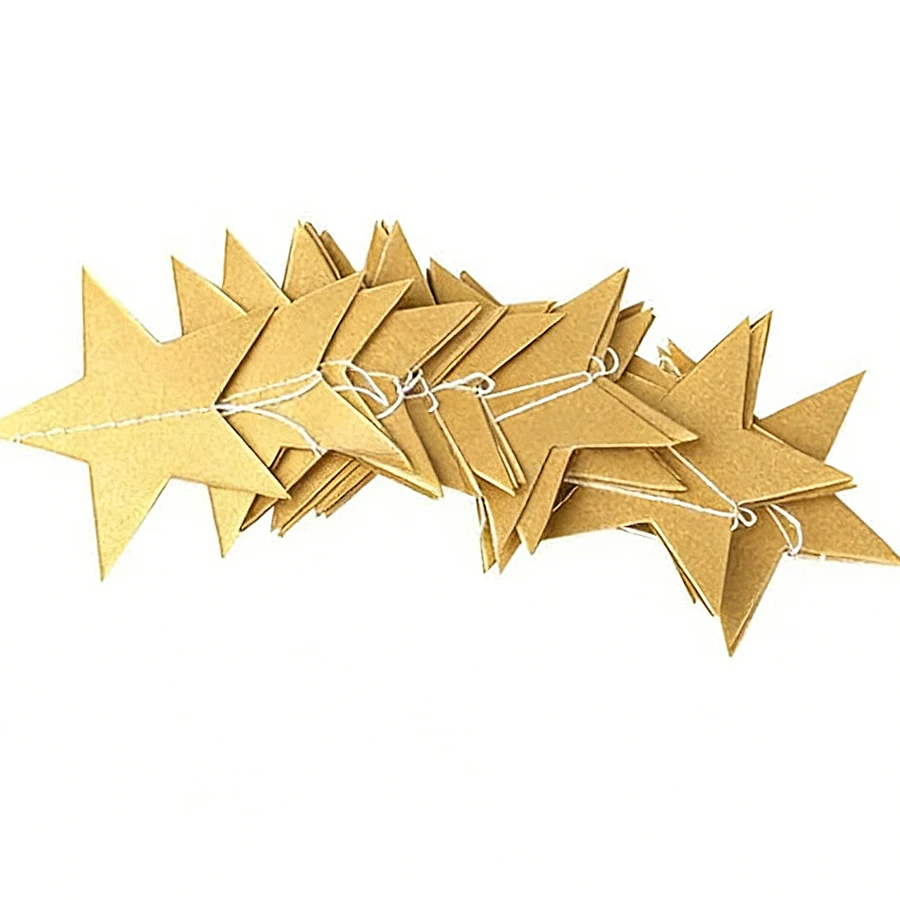 4m*7cm Glänzende Stern-Papiergirlande Banner Gold Silber Wimpelkette für Babyparty Kinderzimmer Hochzeit Hängedekoration – Detail 10