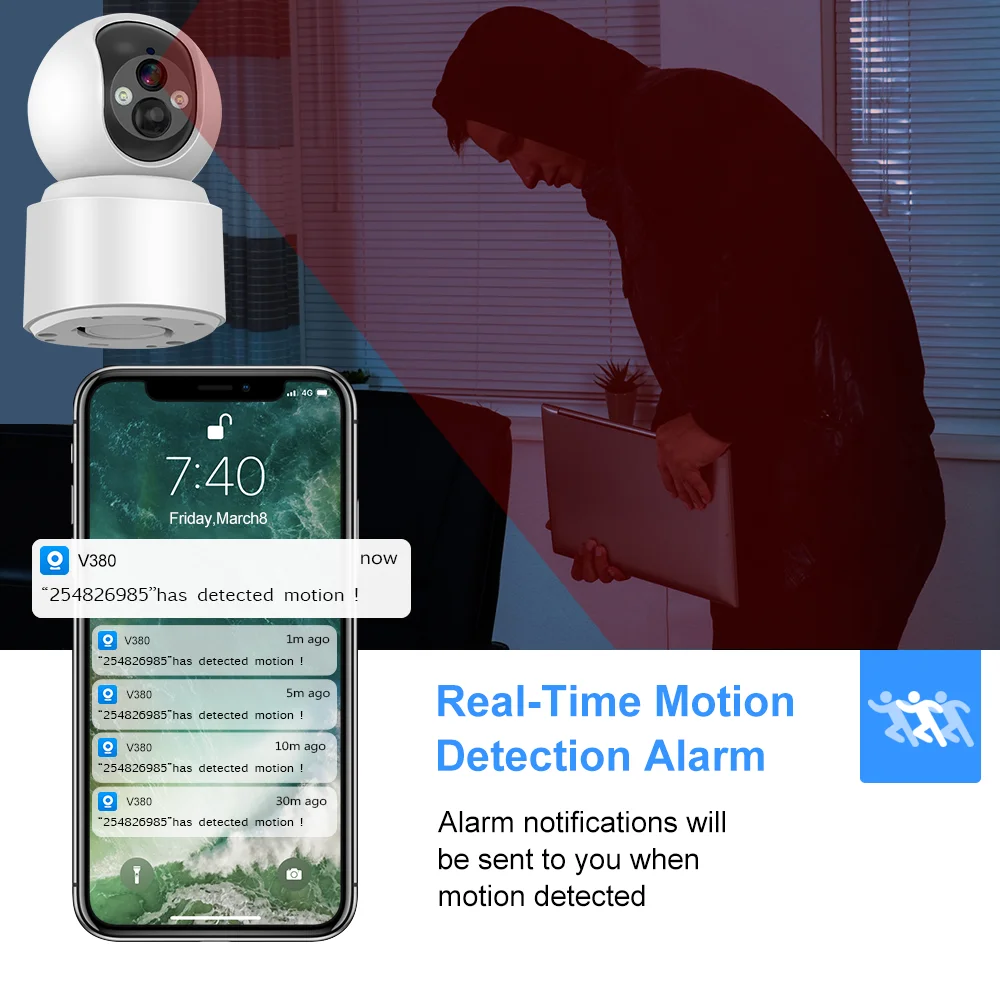 كاميرا IP للأمان الداخلي ، كاميرات Sim V380 ، مدمجة في بطارية ، واي فاي ، كشف بشري PIR ، لون ، رؤية ليلية ، لاسلكي ، 4G