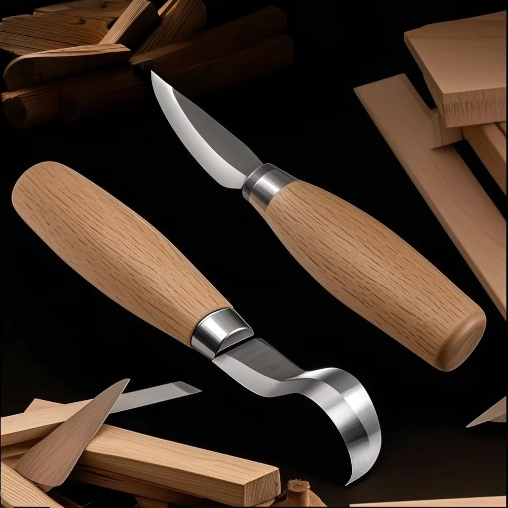 Wood Carving Knife, Carving Tools, Ergonomic Woodworking Spoon, Durable, Crooked, Beginners, Sculptural, Professional