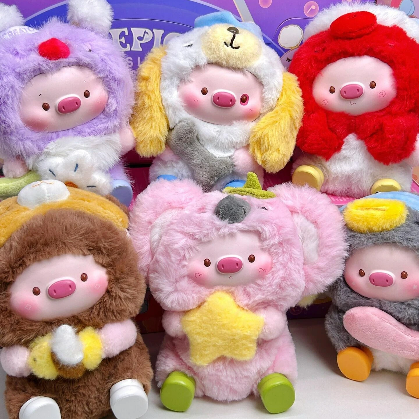 GeeGeePIG 잠옷 자장가 시리즈 블라인드 박스 귀여운 애니메이션 피규어 만화 인형 미스터리 박스 카와이 피기 서프라이즈 펜던트 장난감 선물