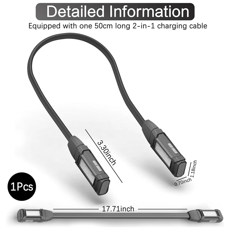 Luz para el cuello Linterna de emergencia Luz tejida Luz de libro de luz de ganchillo alrededor del cuello, Luz de trabajo recargable flexible