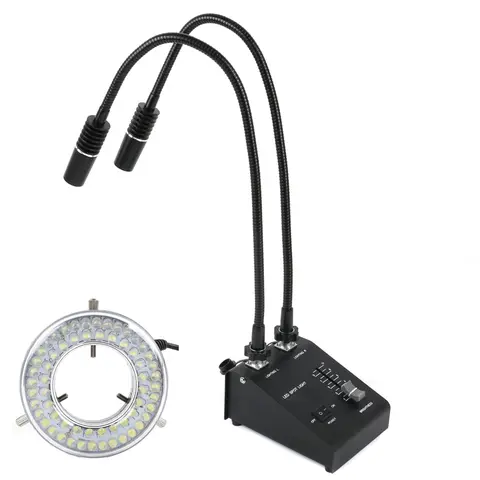 Microscopy Double Gooseneck Spot Light Source Bendable Adjustable LED Cold Facula Illuminator Lamp For Video Microscope Camera
