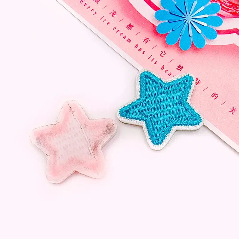 Self-adhesive 10pcs Red Black Small Star Embroidery Patches for Clothing jeans Shoes Iron on Clothes Sticker Hole Repair DIY