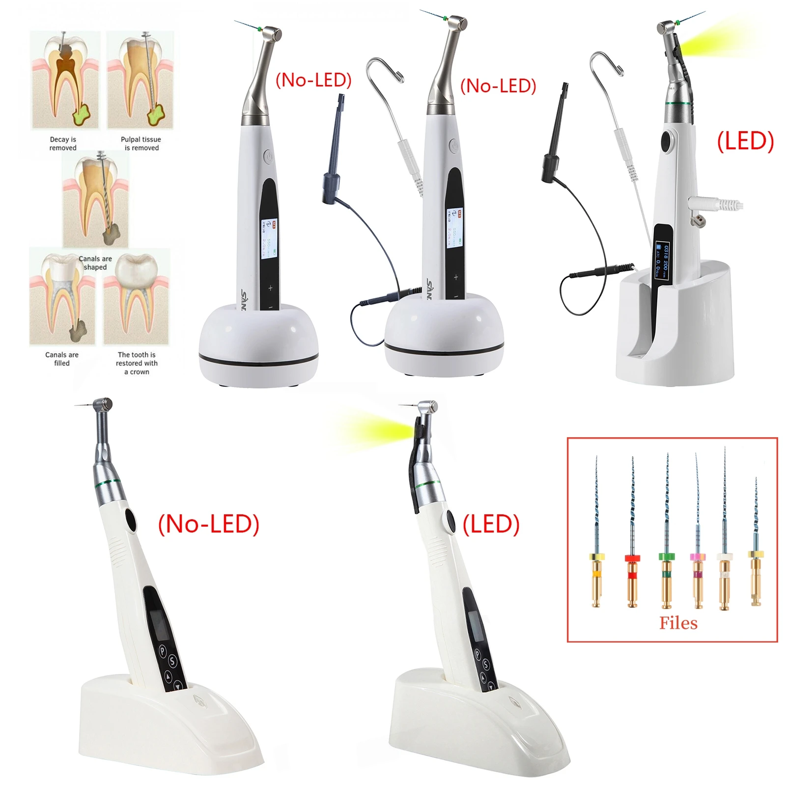 Reciprocating Dental Endo MotorLED/No-LED 16:1 Endodontic​ Root Canal Treatment / NiTi Files