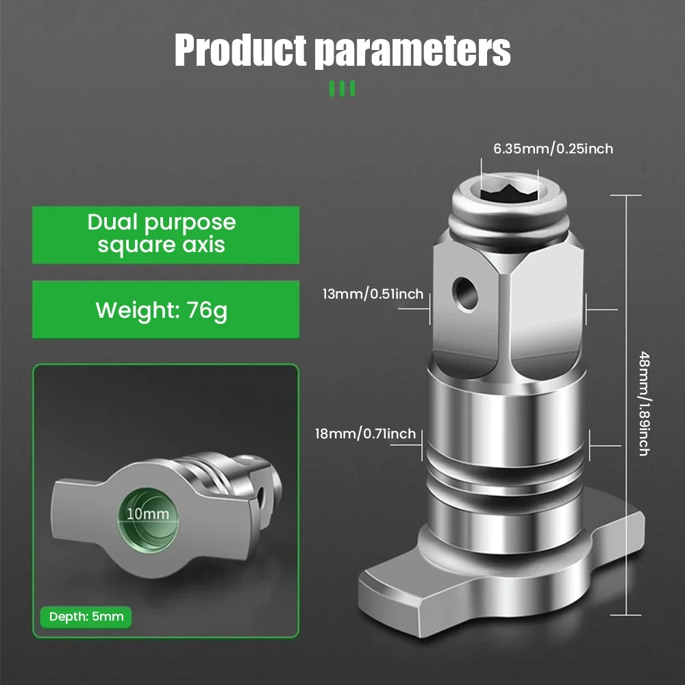 전동 브러시리스 임팩트 렌치 샤프트 액세서리, 사변형 축, 이중 사용 무선 렌치 부품, 전동 드릴 도구 액세서리