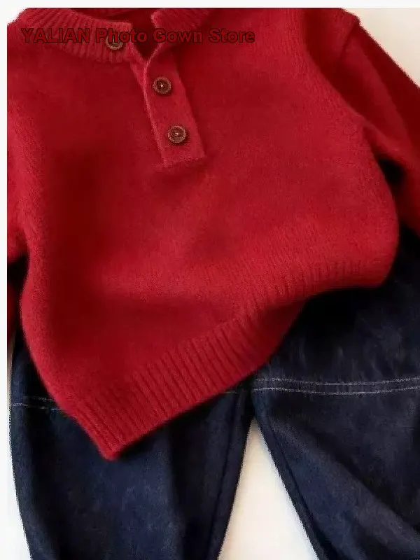 Girls Half Open Collar Knit Top Autumn Winter Warm Solid Color Base Layer Top Kids