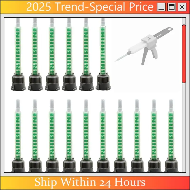 

AA64 50Pcs Epoxy Adhesive Mixing Nozzle Static Mixing Nozzle Mb6-16 Mixing Tube (1:1Ratio) For AB Glue Liquid Mixer