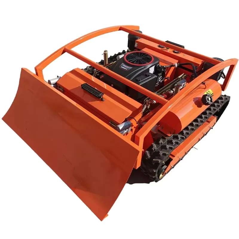 Electric remote control robot lawn mower with snow shovel plow bulldozer combination mowing and snow removal gardening tools