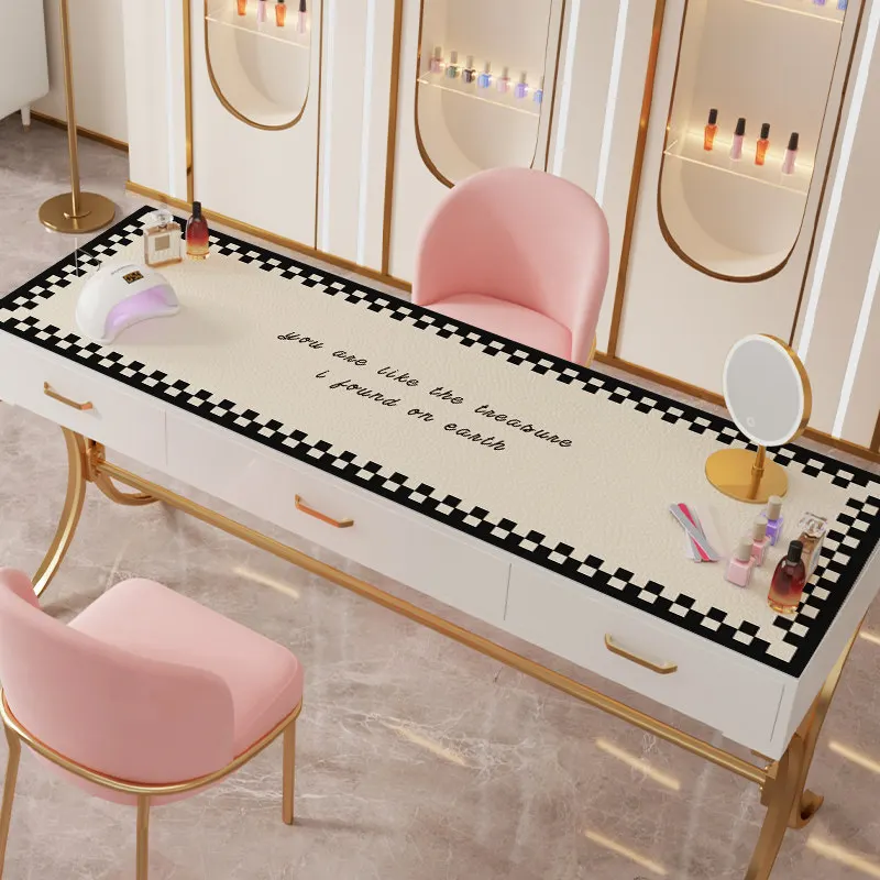 VIKAMA Vanity Desk Mat Waterproof Oil-proof Leather Protector for Nail Salon Makeup Table