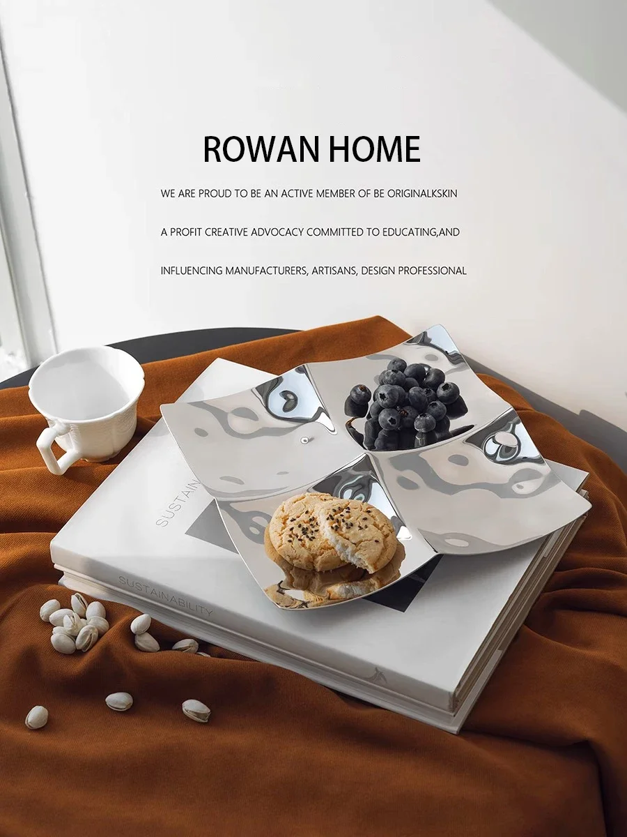 Tableware Dish Creative Snack Plate Stainless Dessert Plates Snacky Bowl for Dining Home Decoration Living Room Scandinavian