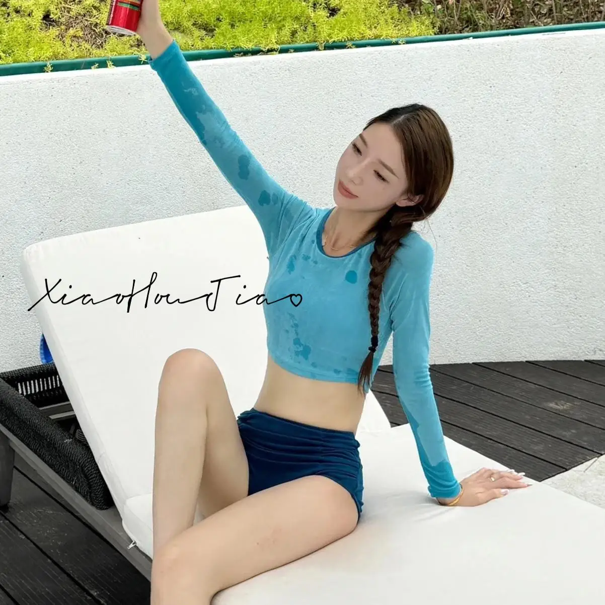 

Women's Long Sve Swimwear Sensual Qui Dry Conservative Top for Holiday Hot Spring Vaion Separate Design