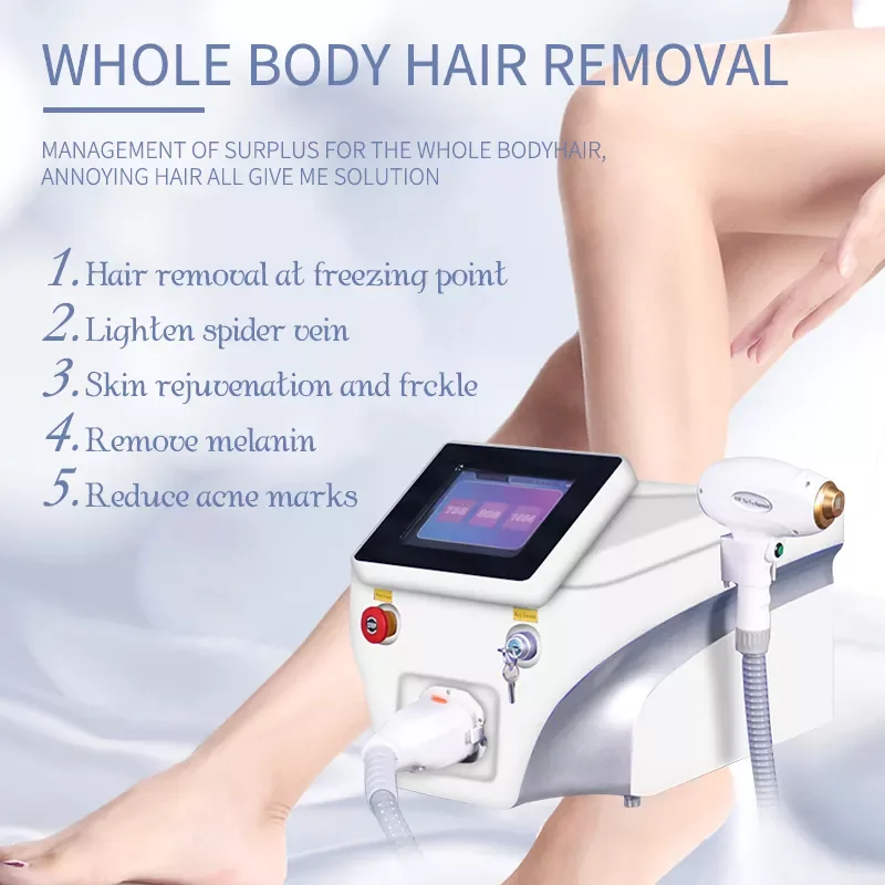 Diode Laser hair removal machine Professional 3 wavelength 755nm 808nm 1064nm facial hairreduction epilator for wome Salon