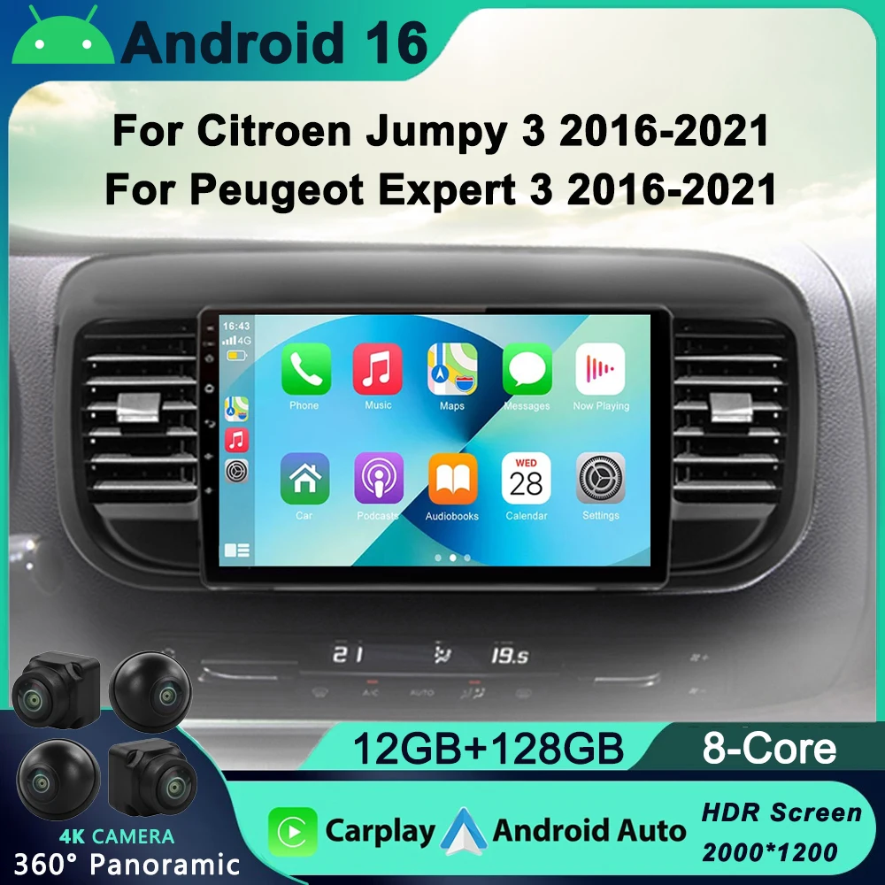 

Android 16 For Citroen Jumpy 3 2016 - 2021 For Peugeot Expert 3 2016 - 2021 Car Radio Multimedia Video Player 2din DVD