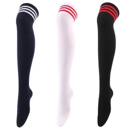 Women Stockings Sexy Medias Black White Striped Long Socks Ladies Over The Knee Stockings Girls Warm Knee Socks New