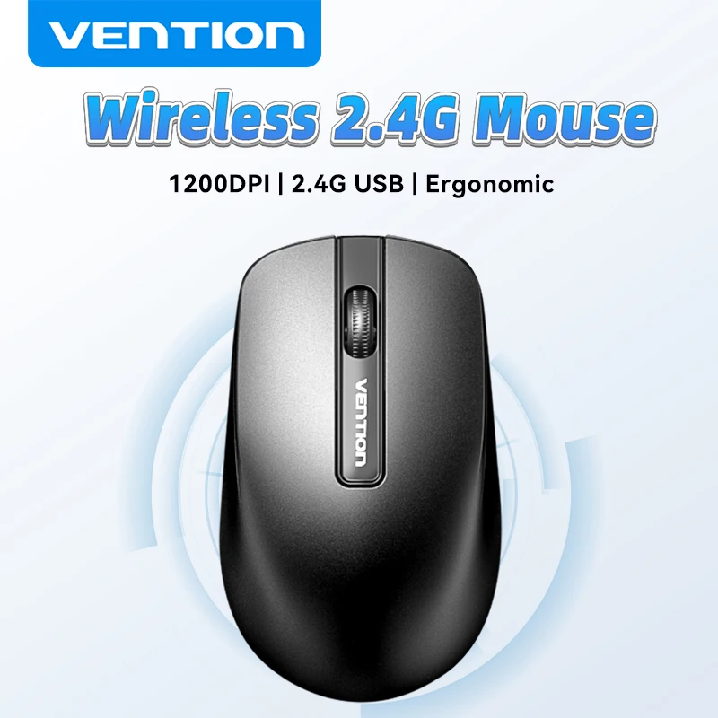 Vention Wireless Mouse USB 2.4G Ergonomic 1200DPI Wire 1.5m Mice for PC Computer MacBook Lenovo Tablet Laptop Accessories Mouse