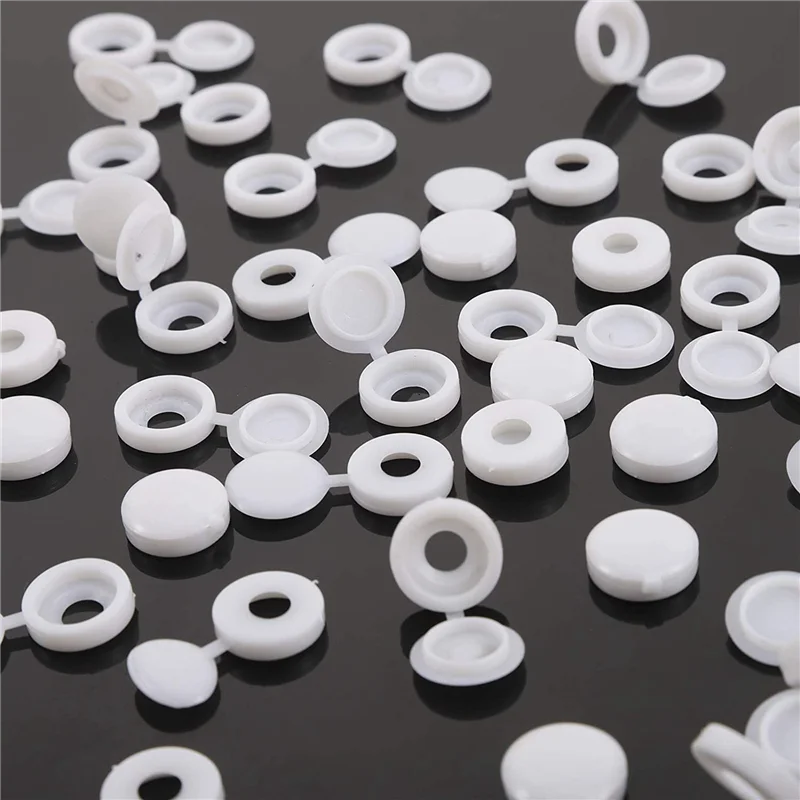 

B59A 400 Pcs Screw Cap Plastic Hinged Screw Head Covers Screw Cover Caps Snap-On Replacement Screw Decorative Covers (White)