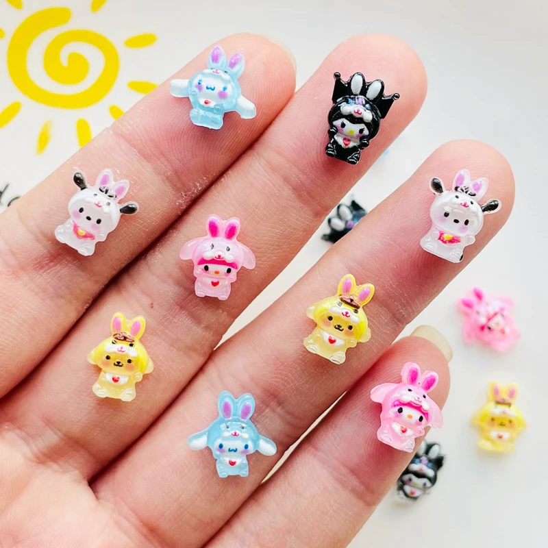 50 Pcs Mixed Resin Cartoon Charms Little Rabbit  Free Shipping Flat Back Ornament Jewelry Making Manicure Hairwear Accessorie