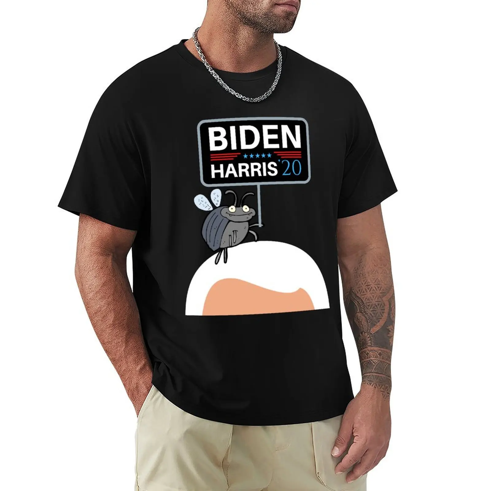 Biden Harris Debate Fly on Mike Pence's Head T-Shirt Sporty Breathable Short Sleeve T-Shirt